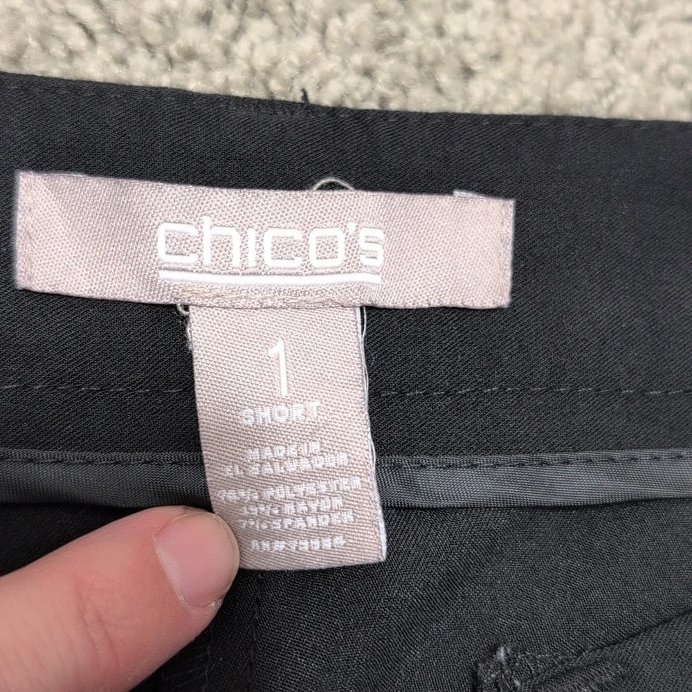 Chico's Black Straight Leg Slacks Work Pants Women's Size 1(8) Short - Picture 3 of 9